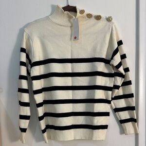 Striped Cream and Black Women’s Sweater